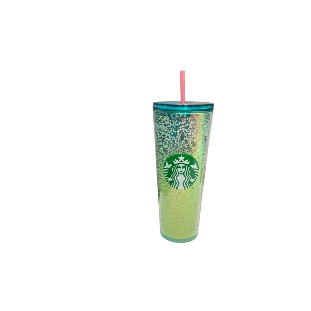 Starbucks  Venti Tumbler 2022 Yellow and Green Ombre Bubbles Cup, 24oz 011130481